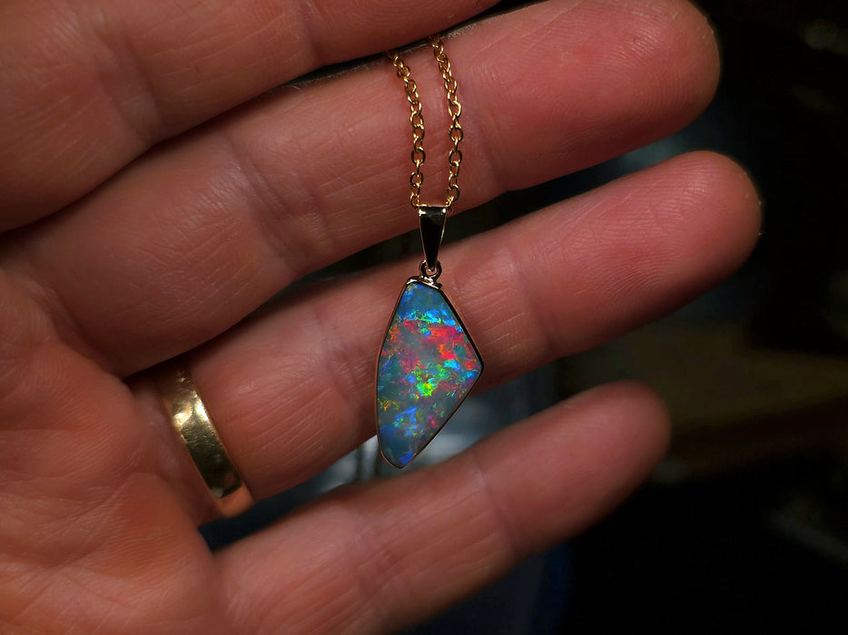 Baro Hono' Genuine Australian Opal Pendant 14k Gem Gift 8ct O60