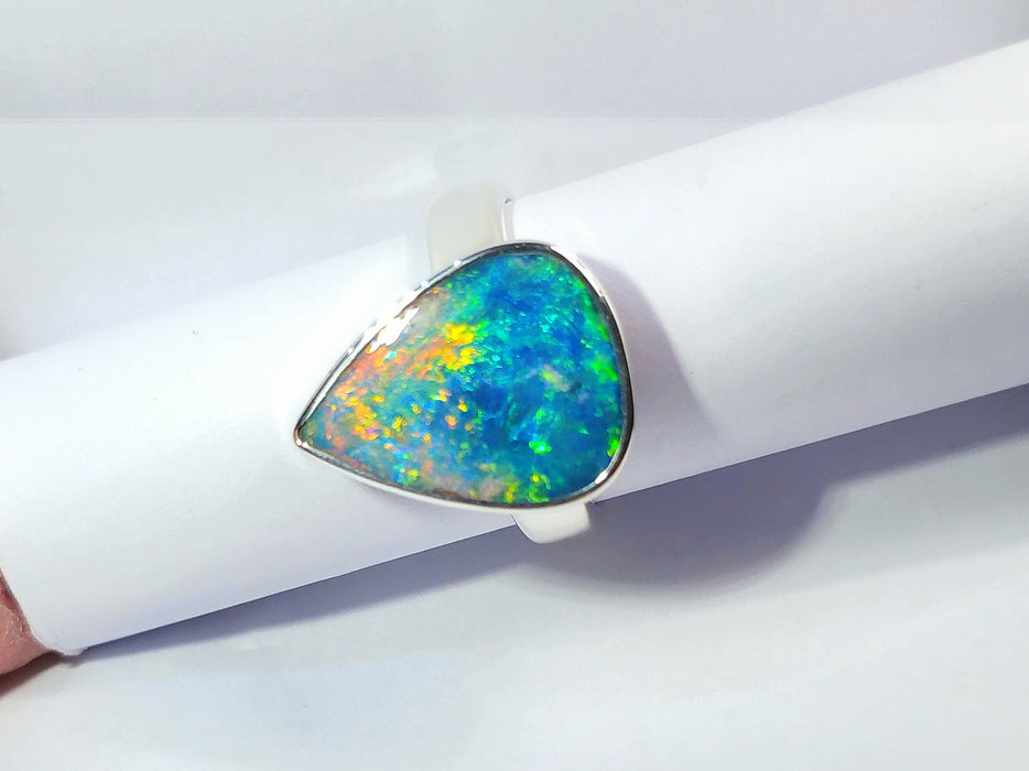 Mjolnir' Large Unisex Australian Opal Silver Ring 9g Free Re-Size Q25