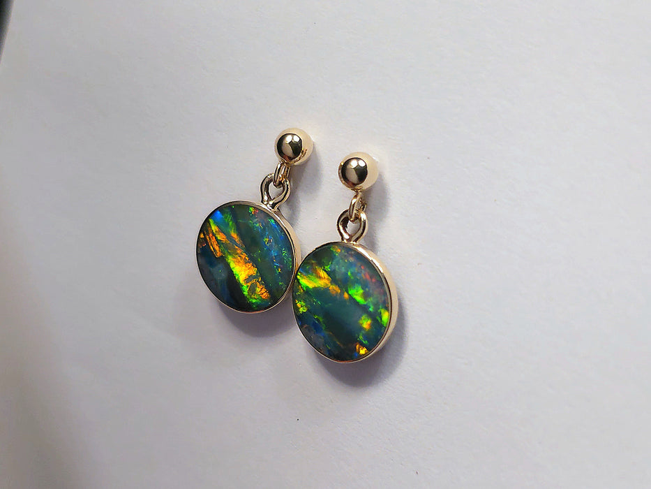 Daint' Australian Opal Earrings Gold Gem Gift Jewelry 4.9ct M57