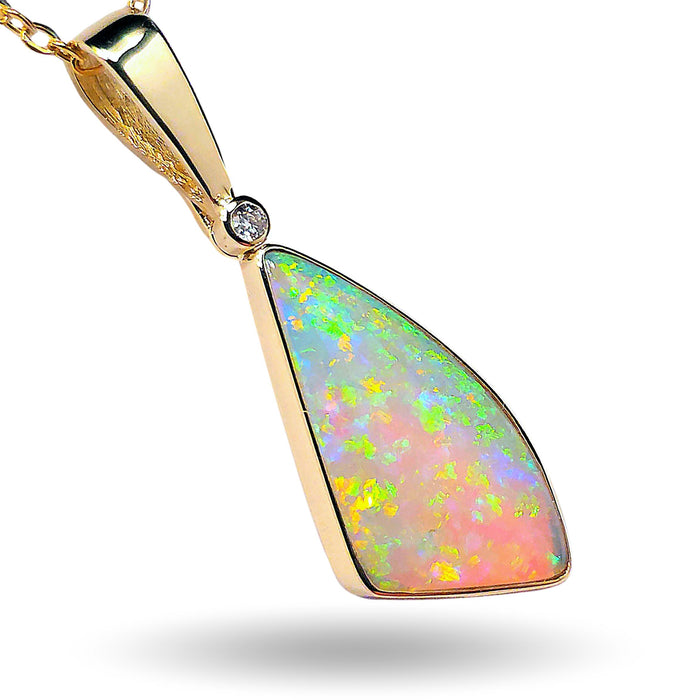 Rainha' Rare Natural Australian Solid Crystal Opal 14K Gold Pendant 13.9ct M46