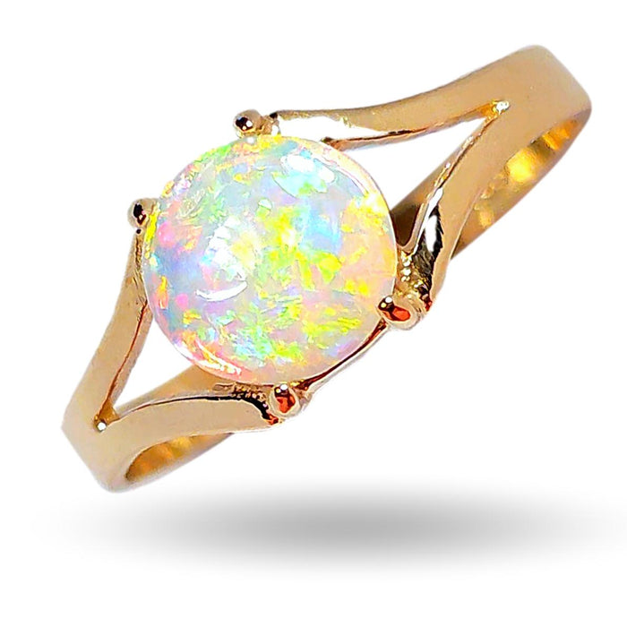 Cristal' Australian Solid Opal Ring 14k Gold 1.5g US Sz 6.25 Free Resize. N13