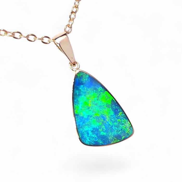 Rosengarten' Genuine Australian Opal Pendant 14k Rose Gold 1.5g P52