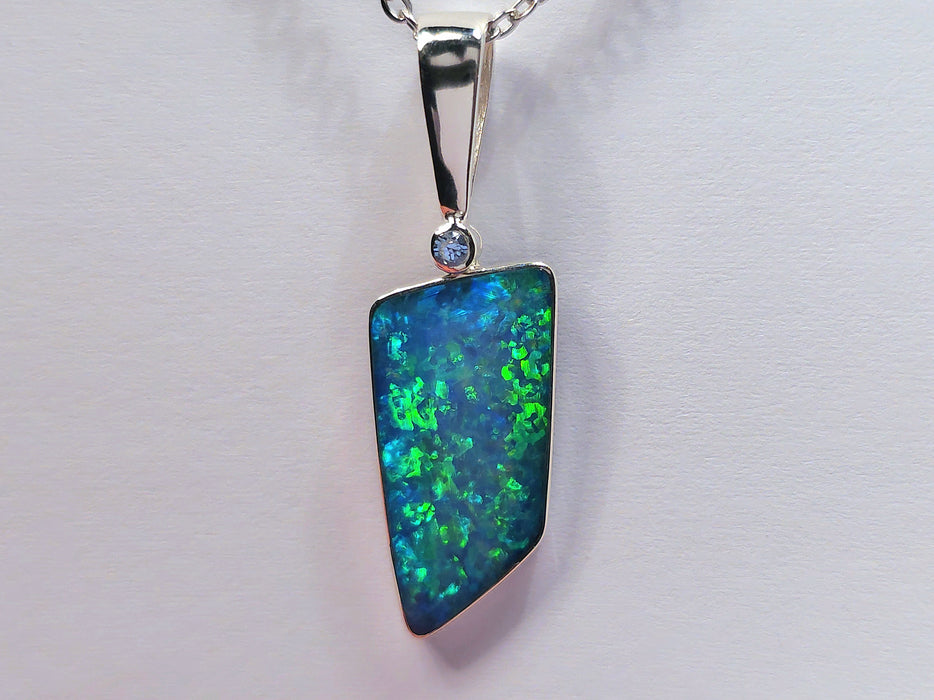 Cielo Brillante' Australian Opal & Sky Blue Topaz Silver Pendant 11.3ct O54