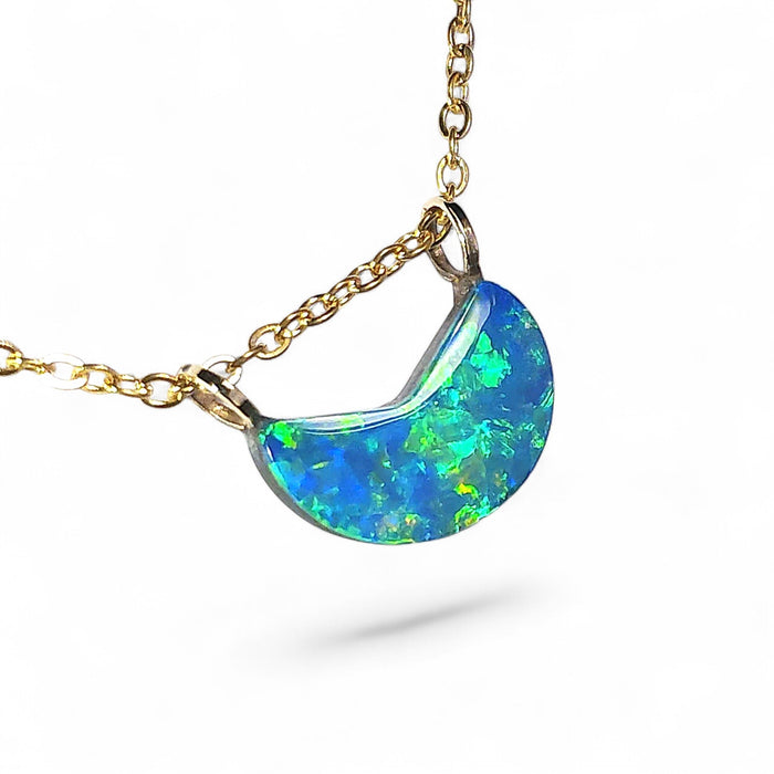 KIrdan' Australian 14k Gold Opal Doublet Pendant Gift 0.8g P73