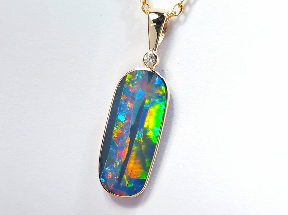 Nastro Del Re' Australian Opal & Diamond Pendant Super Gem Gift 6.7ct N02