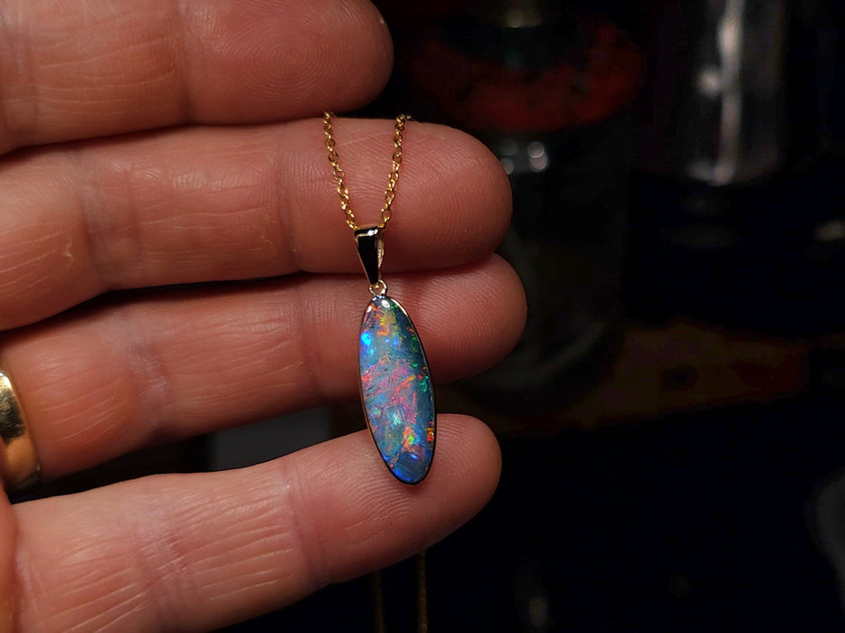 Whitsunday' Rare Genuine Australian Opal Pendant 14k Gem Gift 1.32g Q75