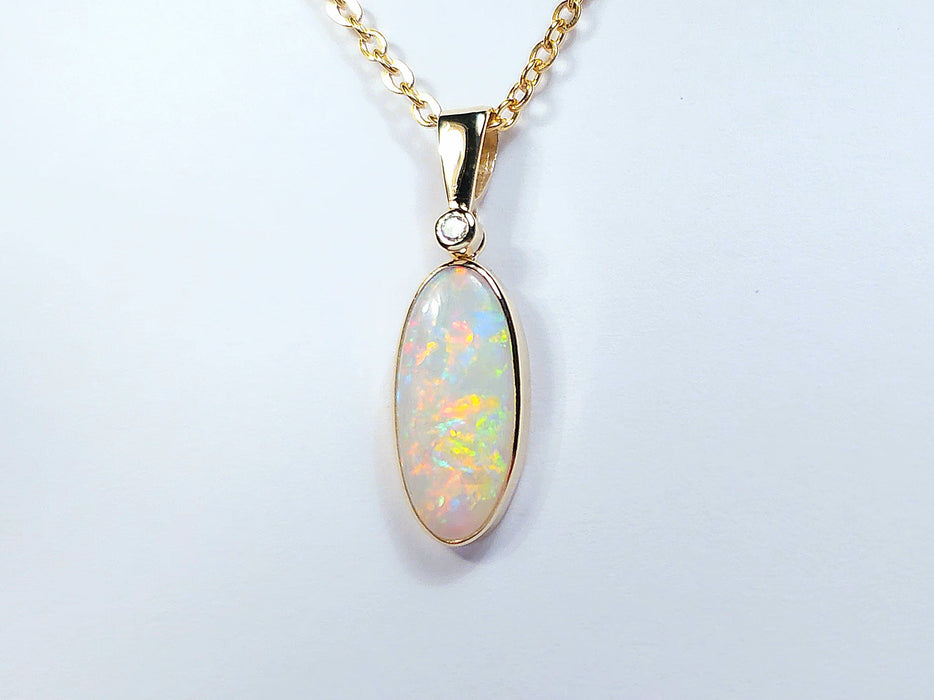 Chama Feroz' Australian Opal & Diamond Pendant Solid Gem Gift 4.6ct M92