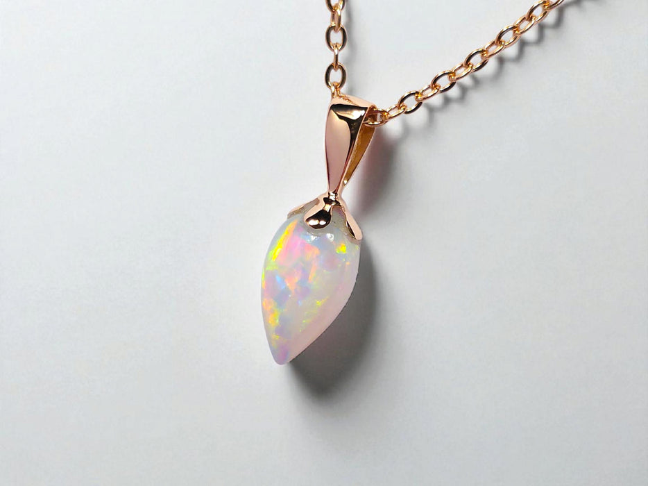 Petal' Australian Solid Opal Pendant 14k Pink Gold Gift 3ct O72