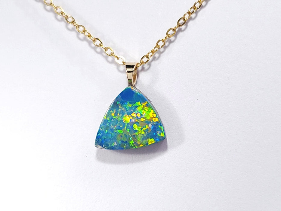 Intellego' Genuine Australian Opal Doublet Pendant 14k Gem Gift 0.4g Q95