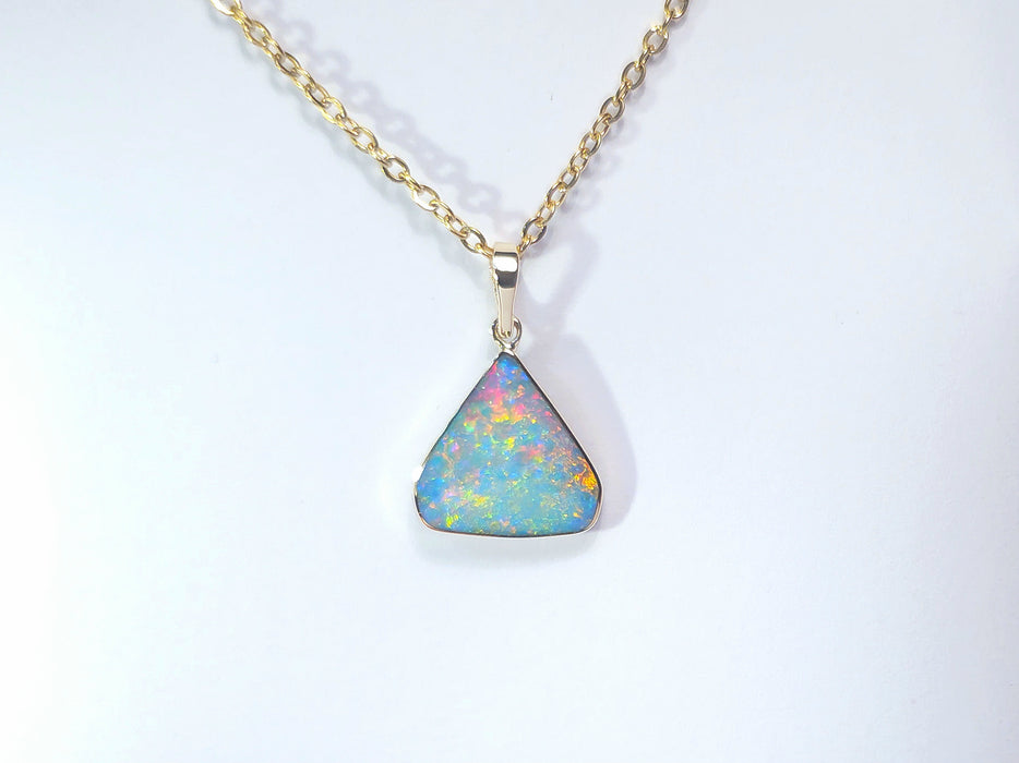 Hanabi' Genuine Australian Opal Pendant 14k Gem Gift 5.6ct Q05
