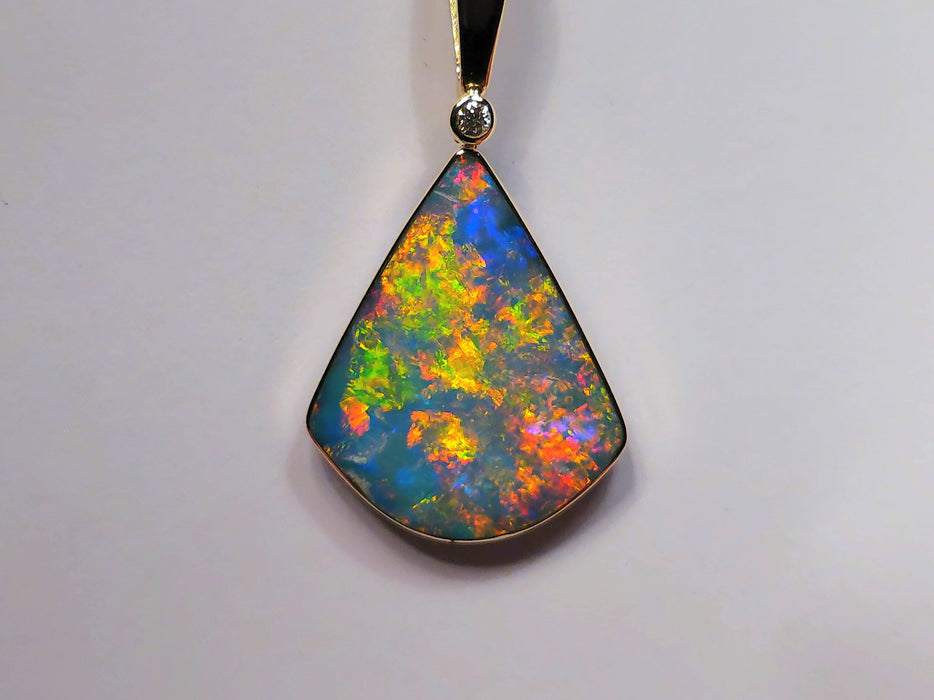 Amaranco Rico' Large Genuine Australian Opal and Diamond Pendant 15.9ct M53