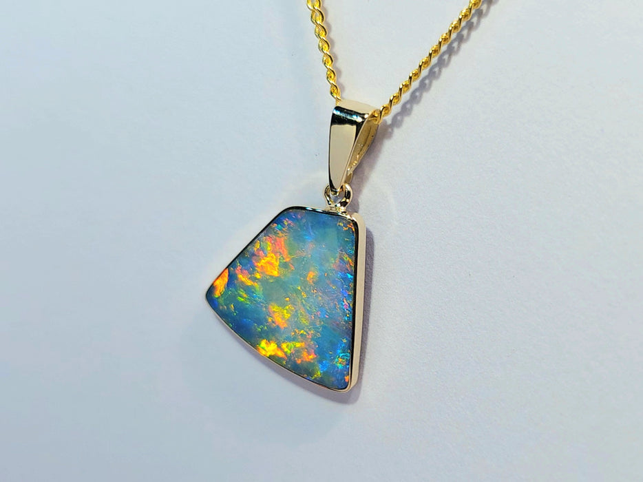 Hearth' Genuine Australian Opal Pendant 14k Gem Gift 1.5g Q23