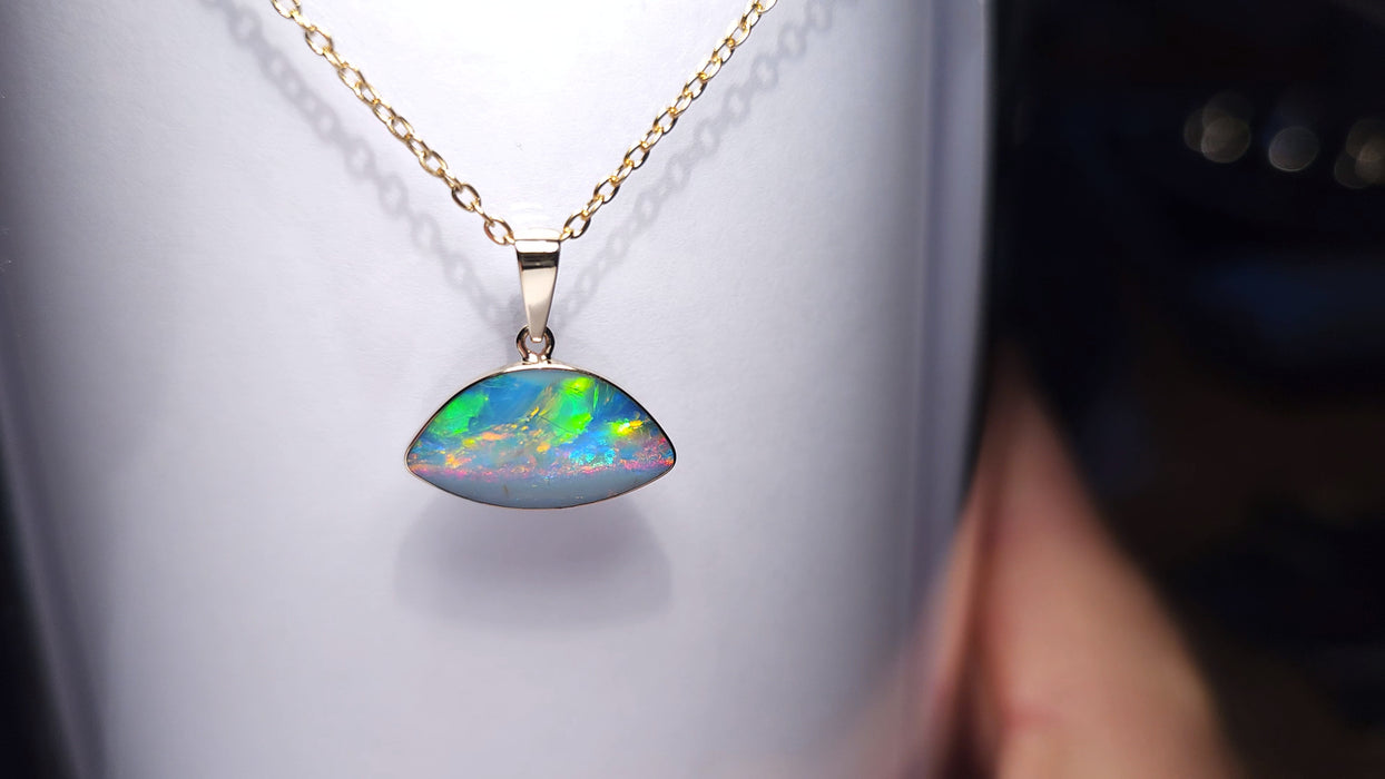 Nova Horizon' Australian Opal Pendant Jewelry 6.15ct 14k Gold Gem J74
