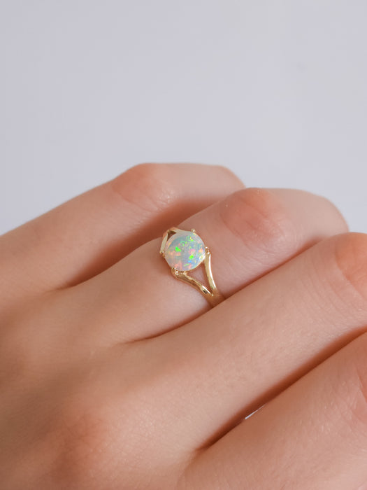 Cristal' Australian Solid Opal Ring 14k Gold 1.5g US Sz 6.25 Free Resize. N13