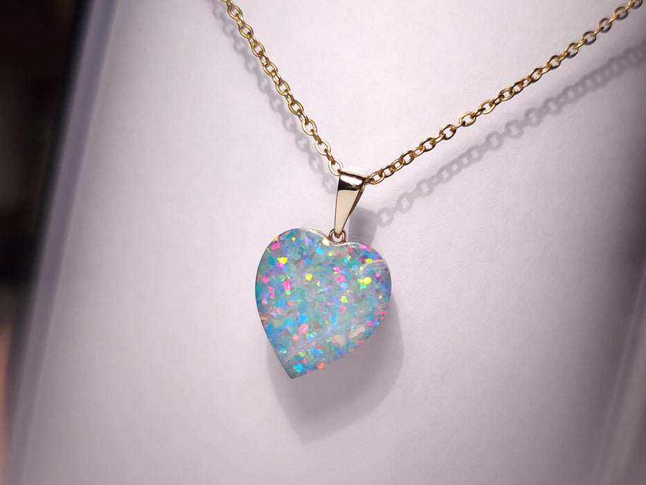 True Love' Australian Opal Doublet Pendant 13ct 14k Jewelry Love Gift J60