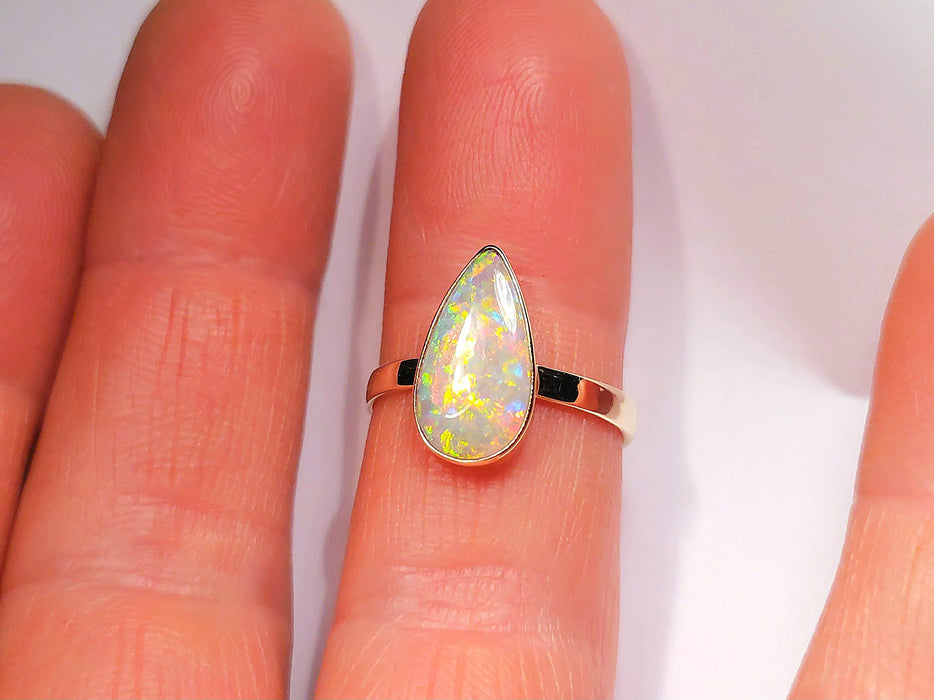 Rain Drop' Australian Solid Opal Ring 14k Gold 2.1g Size 7 M06