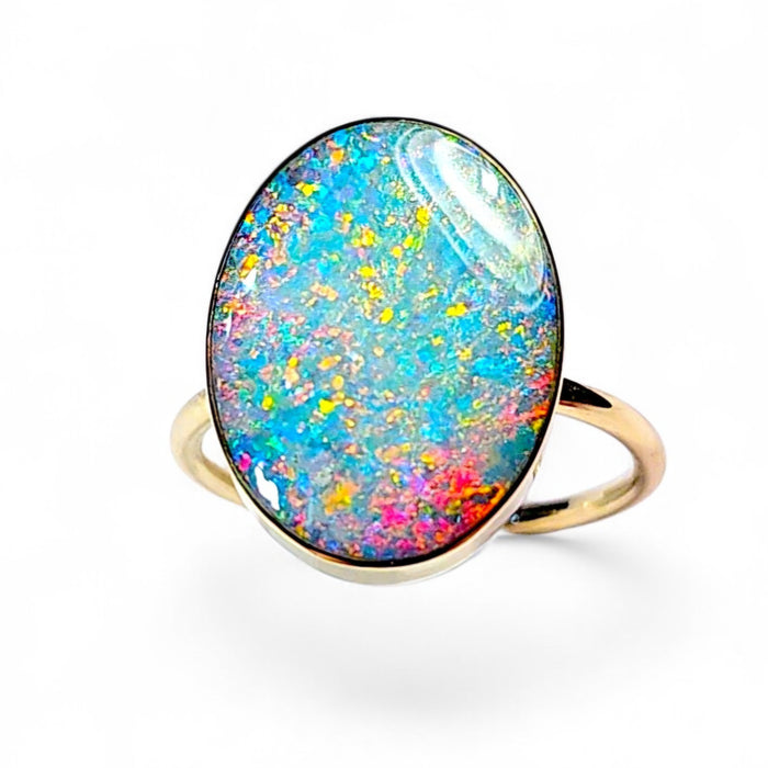 Bauerngarten' 14k Gold Australian Opal Ring 3.4g Free Re-Size P31