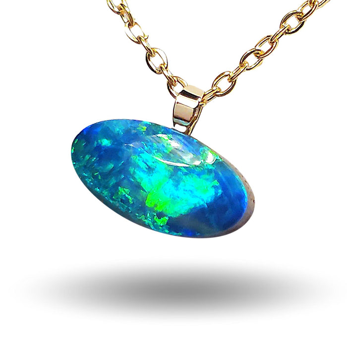 Verde Corazon' Australian Opal Pendant 14k Gold Doublet Gift 4.5ct M80