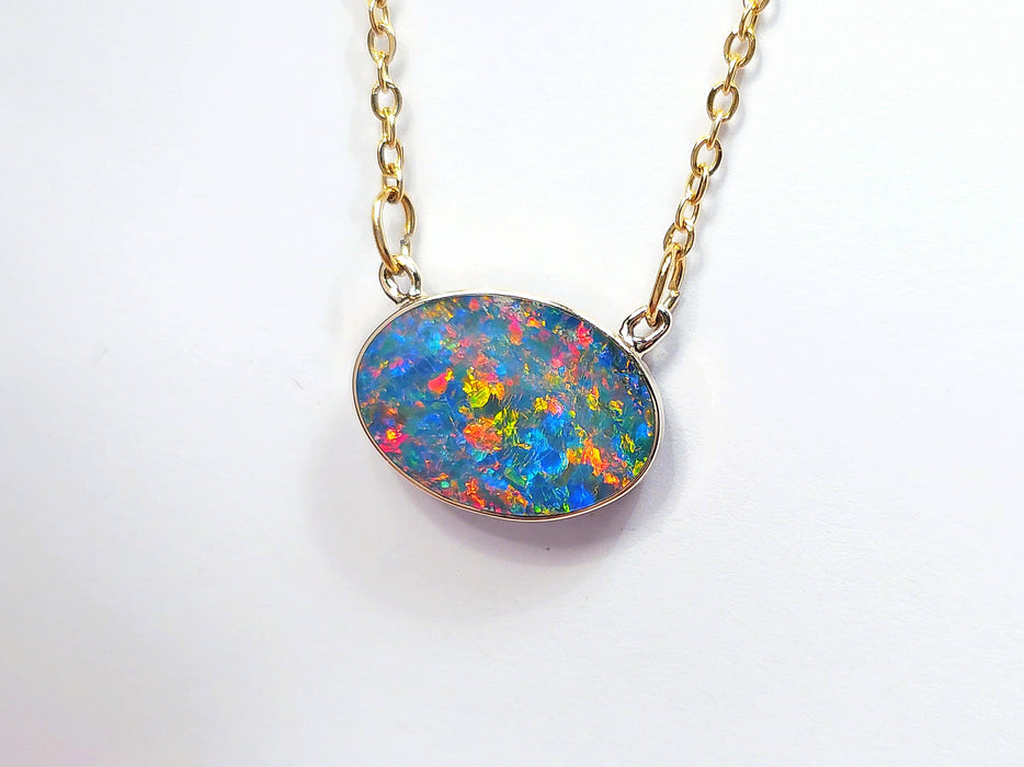 Cuore D'oro' Rare Genuine Australian Opal 14k Gold Pendant Necklace 6.3ct N06