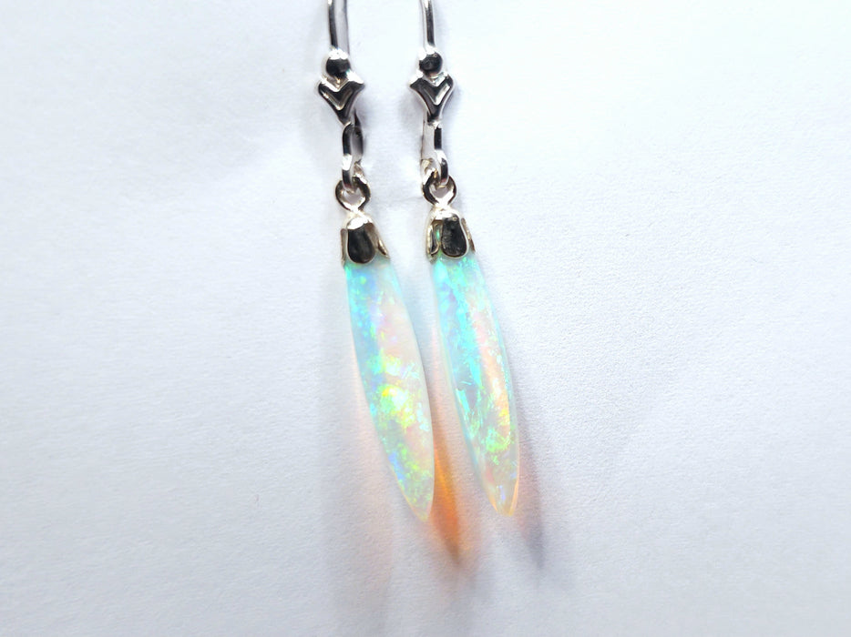 Frostklingen' Australian Solid Crystal Opal White Gold Earrings 7ct N90