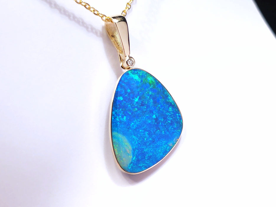 Okavanga' Large Genuine Australian Opal and Diamond Pendant 21ct M00