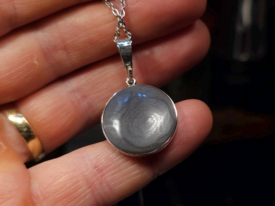 Tempest' Large Australian Silver Opal Pendant Natural Sapphire 4g Q61