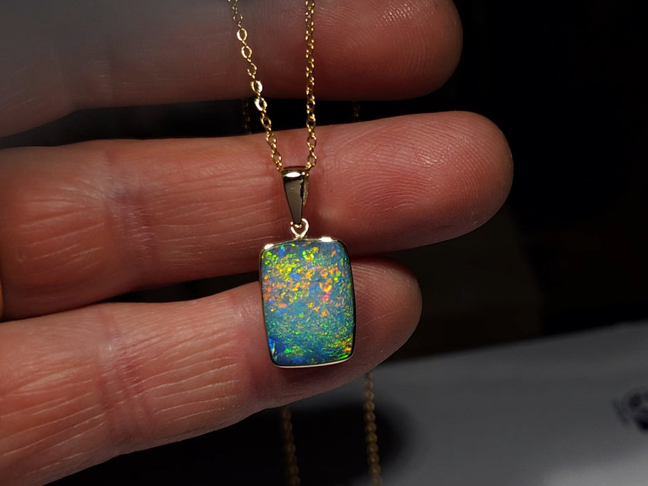 Radiata' Rare Genuine Australian Opal Pendant 14k Gem Gift 1.6g R21
