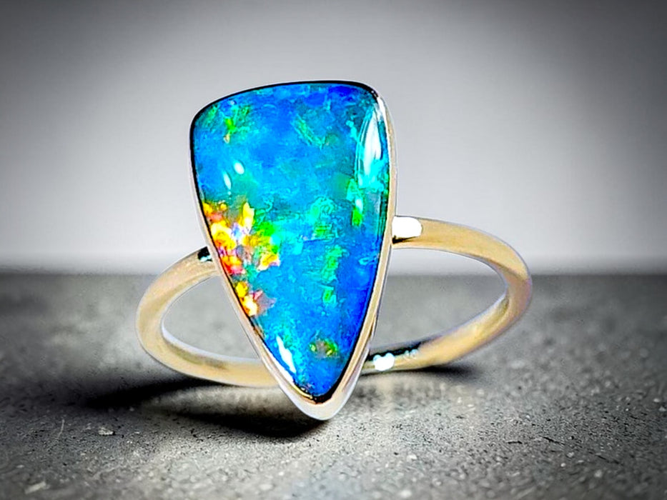 Tesseract' 14k Gold Australian Opal Ring 2.5g Free Re-Size P34