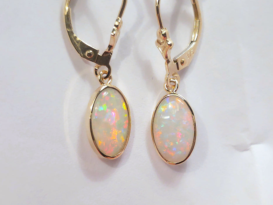 Gocce' Natural Australian Solid Gold Dangle Opal Earrings 7.3ct M78