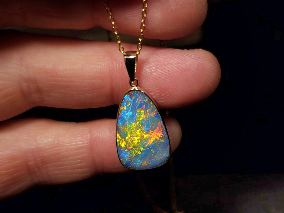 Solarfire' Large Genuine Australian Opal Pendant 14k Gem Gift 2.3g R17