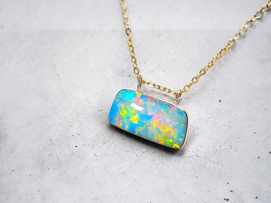 Usekh' Genuine Australian Opal Pendant 14k Gem Gift 9ct P58
