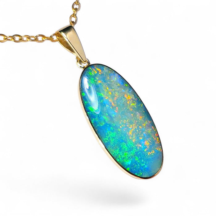 Snowbow' Genuine Australian Opal Pendant 14k Gem Gift 1.9g P98