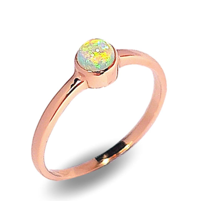 Rosa Ardiente' Australian Solid Opal Ring 14k Rose Gold 7ct Sz 6.5 K63