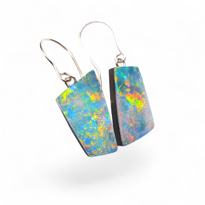 Avant Garde' Australian Opal Dangle Doublet Earrings 14k Gold 9.5ct P13