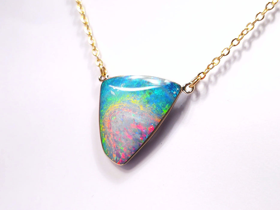 Rainbow Swirl' Large Genuine Australian Opal Pendant Necklace 7.8ct L83