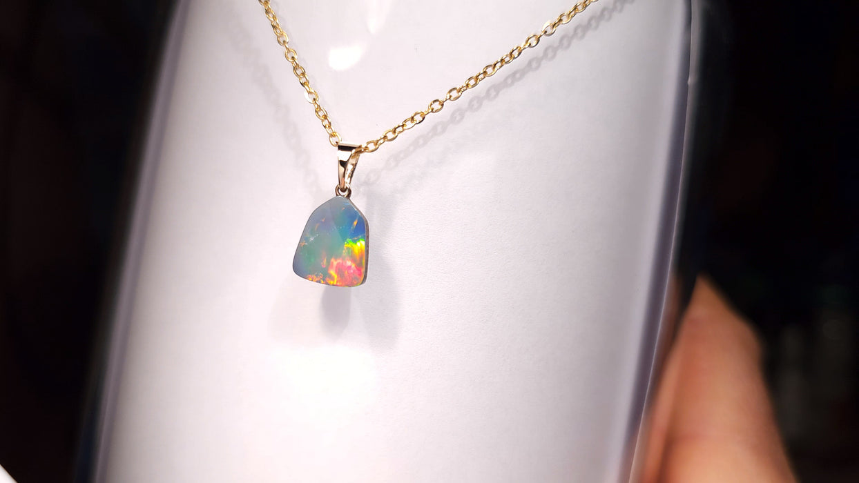 Sky Ribbons' Australian Opal Pendant 14k Gold Doublet Gift 3.7ct J97