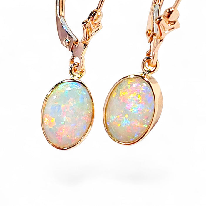 Alba Rosa' Natural Australian Solid Pink Gold Dangle Opal Earrings 1.6g Q81