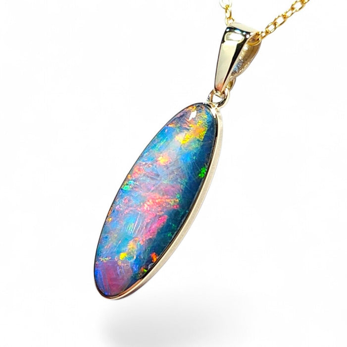Whitsunday' Rare Genuine Australian Opal Pendant 14k Gem Gift 1.32g Q75