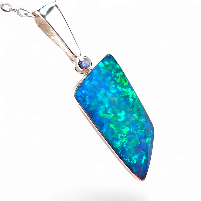 Cielo Brillante' Australian Opal & Sky Blue Topaz Silver Pendant 11.3ct O54