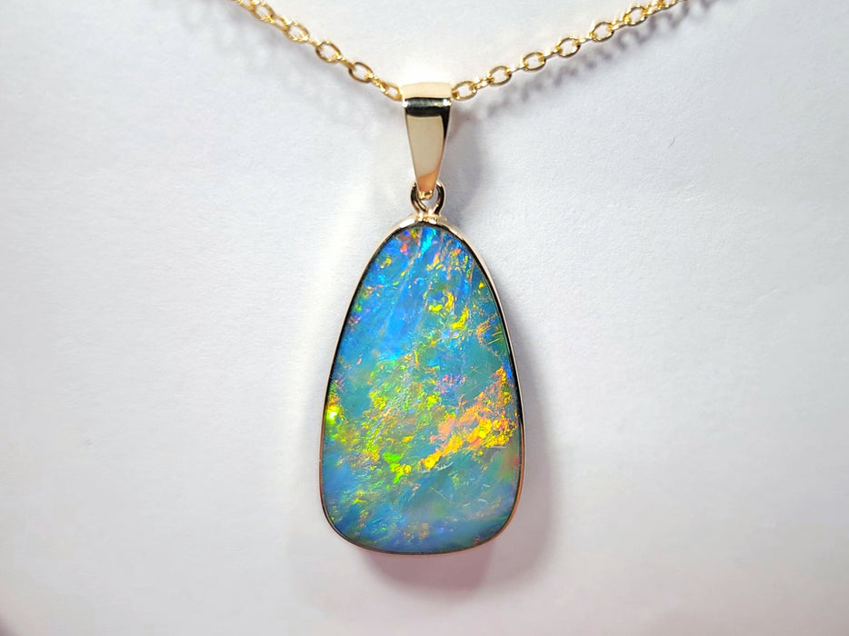Solarfire' Large Genuine Australian Opal Pendant 14k Gem Gift 2.3g R17