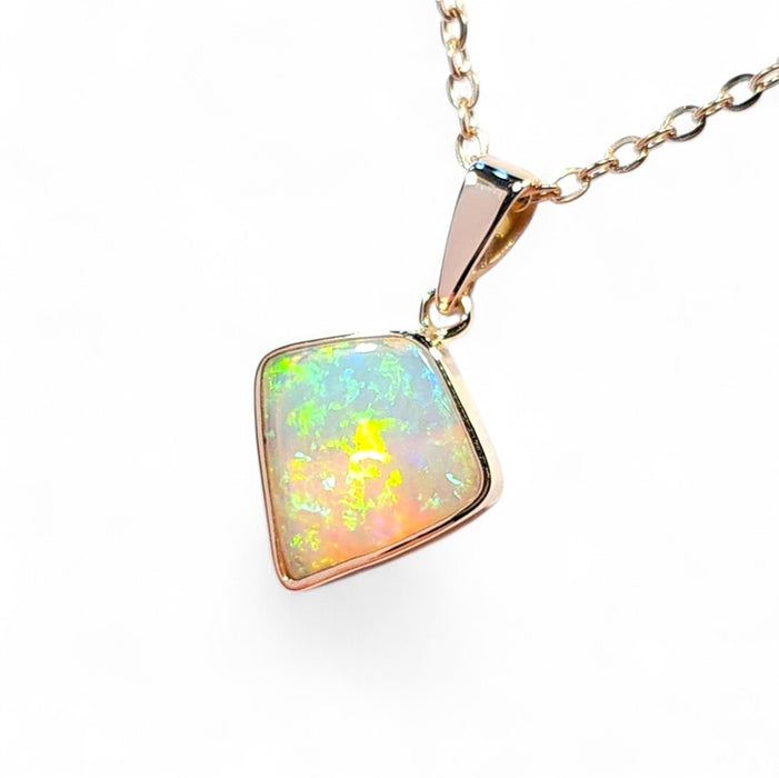 Kristallrose' Australian Solid Crystal Opal 14K Pink Gold Pendant 1g Q65
