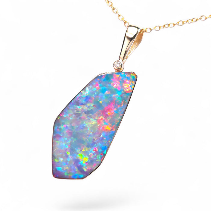 Rosetta' Australian Opal & Diamond Pendant Rare Gem Gift 22ct O95