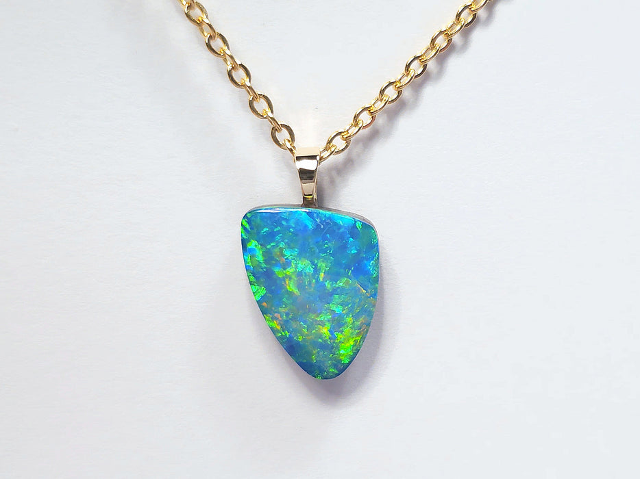 Oro Verde' Australian Opal Pendant 14k Gold Doublet Gift 3.8ct N51