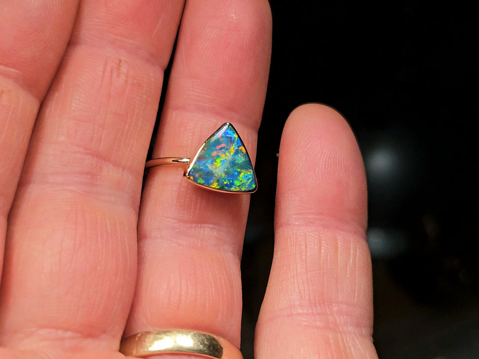 Trilliance' 14k Gold Australian Opal Ring 2.3g Free Re-Size O25