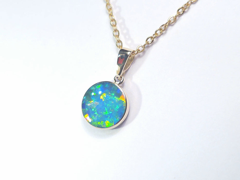 Vivido' Genuine Australian Opal Pendant 14k Gem Gift 5.1ct Q06