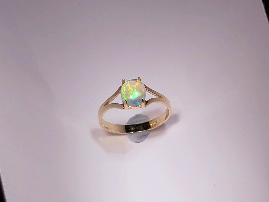 Verdant' Australian Solid Opal Ring 14k Gold 1.6g Free Re-Size 6.5 K96