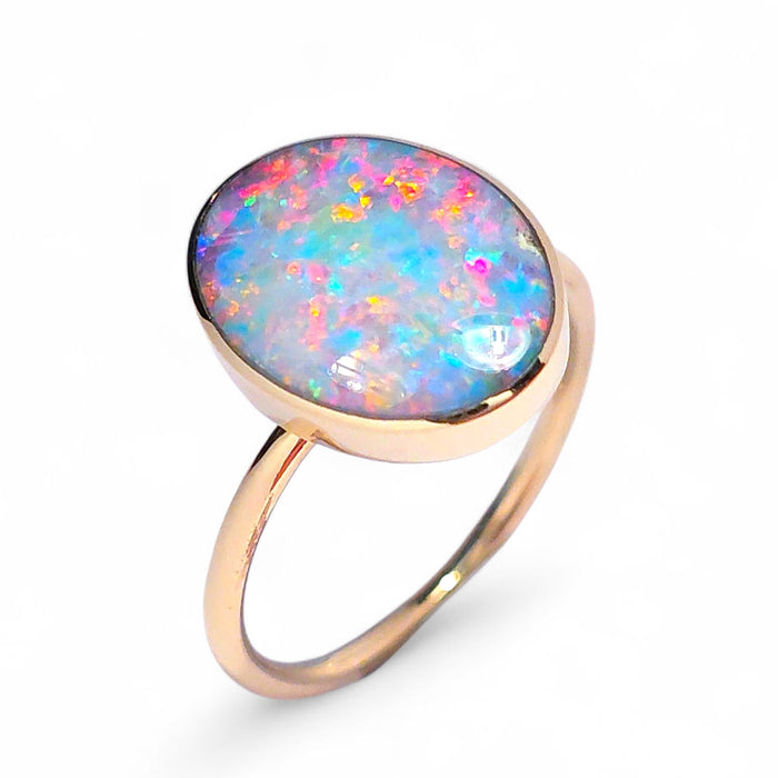Boquet' 14k Gold Australian Opal Ring 2.7g Free Re-Size O18