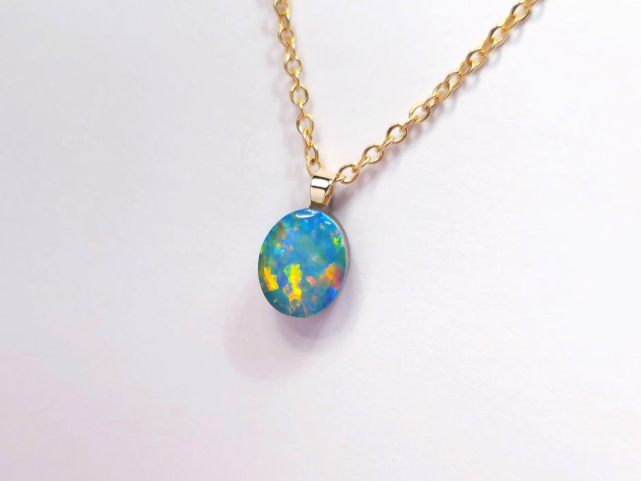 Aranyos' Rare Australian 14k Gold Opal Doublet Pendant Gift 2.5 carat P17