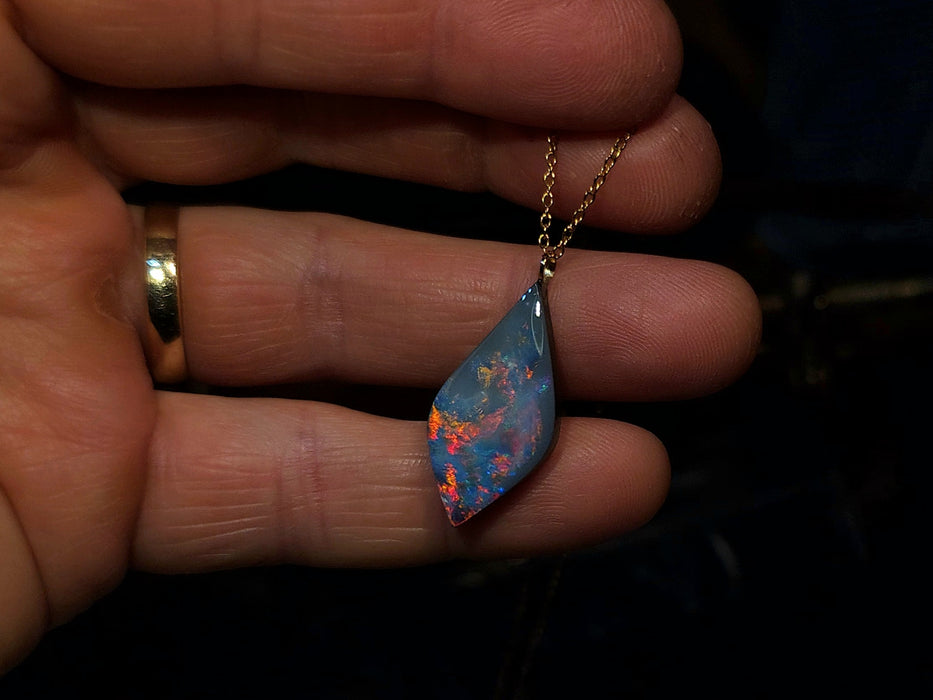 Volkan' Australian 14k Gold Opal Doublet Pendant Gift 2g Q22