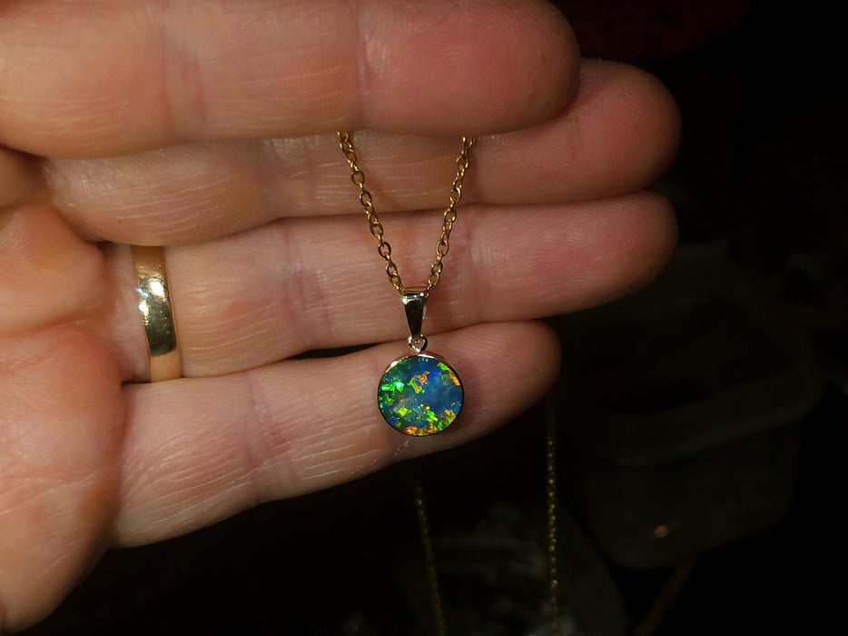 Vivido' Genuine Australian Opal Pendant 14k Gem Gift 5.1ct Q06